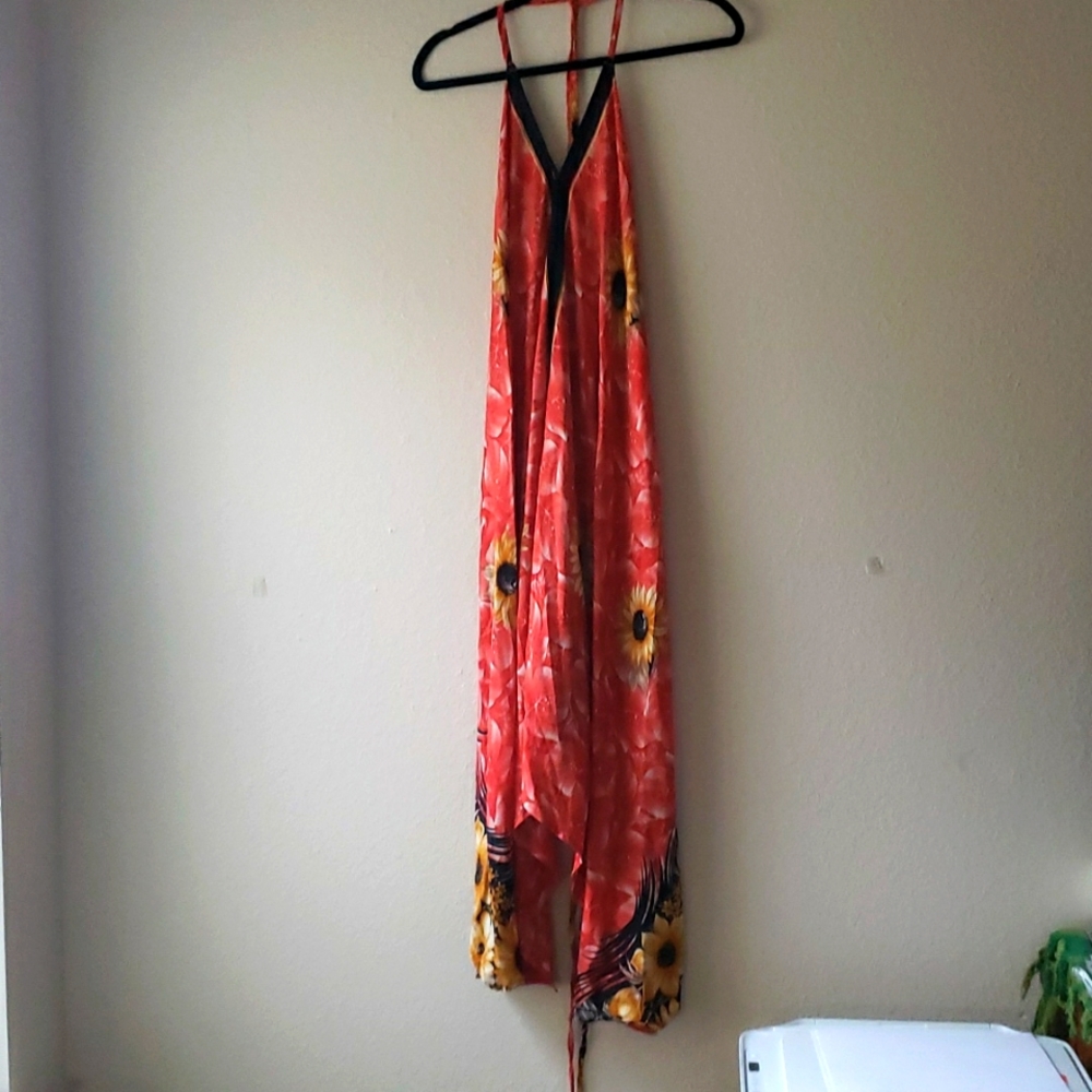 VINTAGE Sari Silk Halter Dress